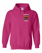 Standing Our Ground Left Chest and Back Pullover Hoodie in Heliconia Pink