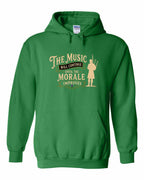 Muisic Will Continue Bagpipes Pullover Hoodie in Irish Green