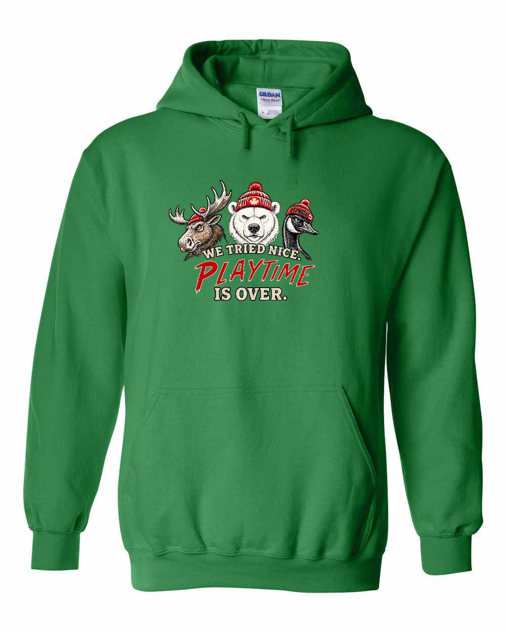 We Tried Nice New Full Front Pullover Hoodie in Irish Green