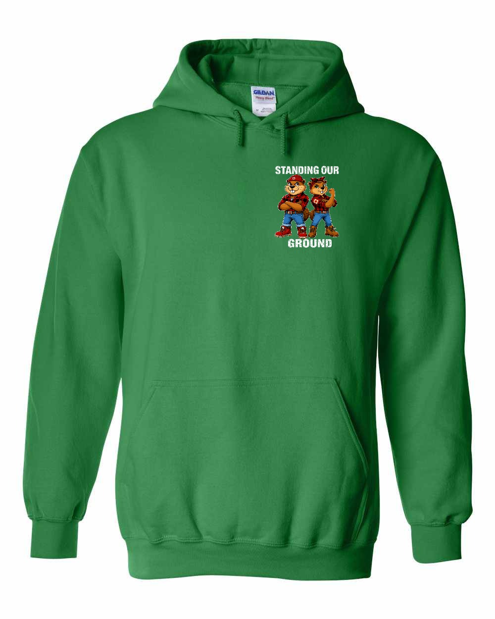 Standing Our Ground Left Chest and Back Pullover Hoodie in Irish Green