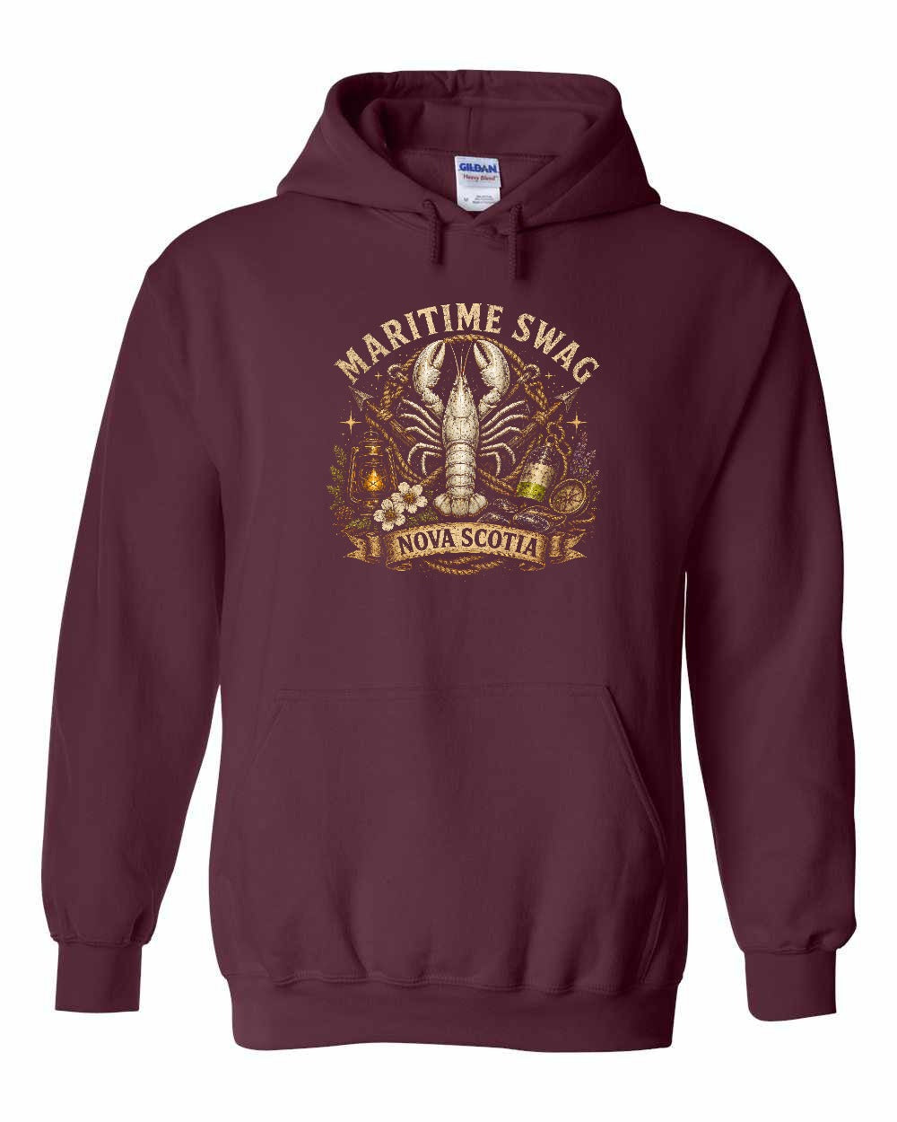 Maritime Swag Lobster Final Pullover Hoodie in Maroon