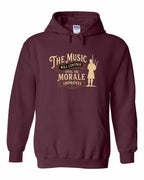 Muisic Will Continue Bagpipes Pullover Hoodie in Maroon