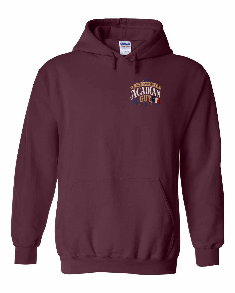 New Brunswick Guy Left Chest Pullover Hoodie in Maroon