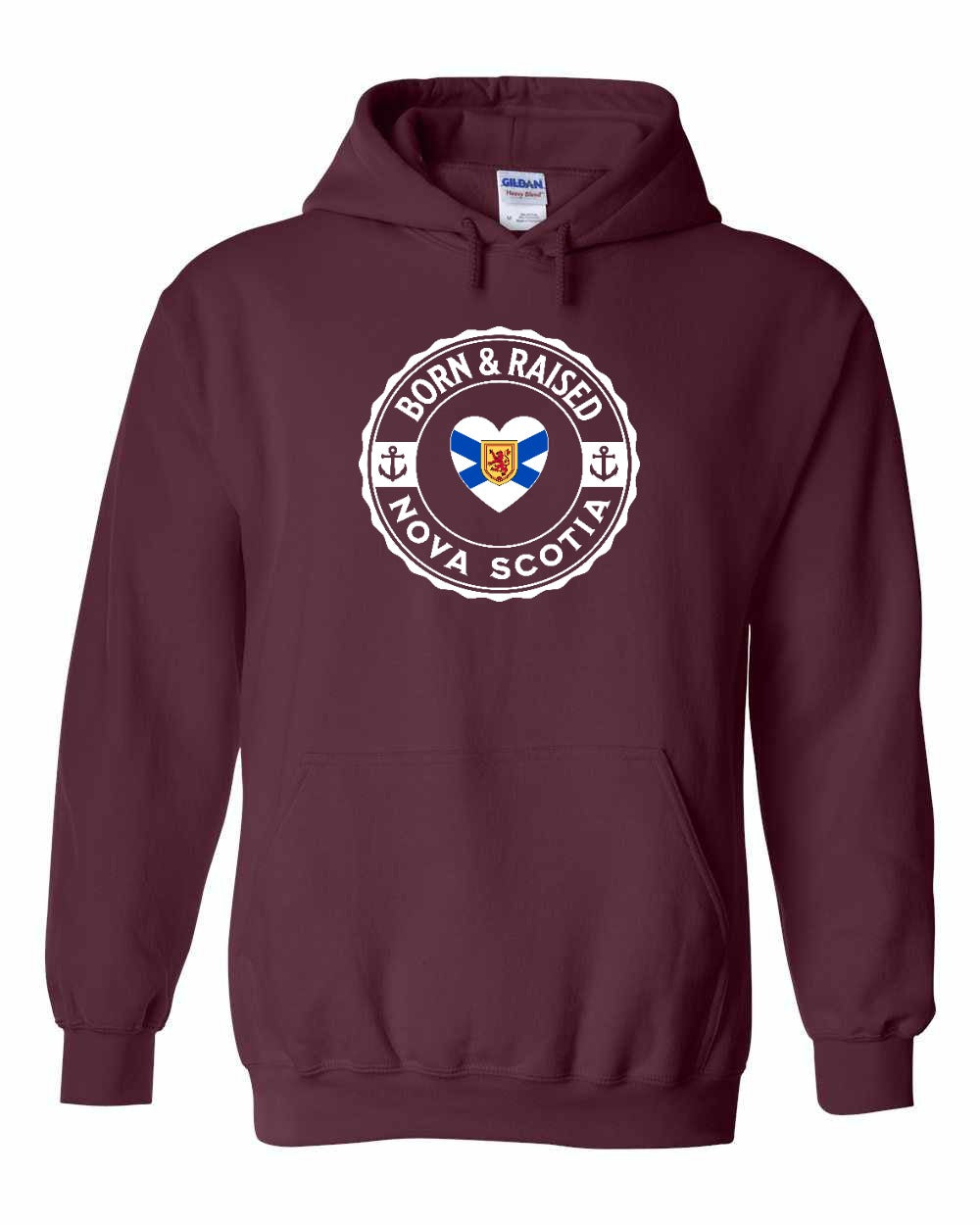 Born and Raised NS Heart Flag Pullover Hoodie - Unisex