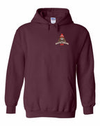Dam Neighbours Left Chest and Back Pullover Hoodie in Maroon
