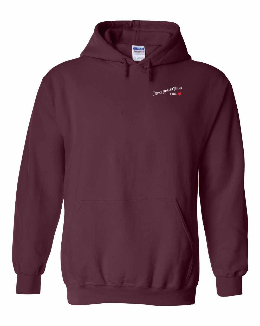 PEI Girl red heart Left Chest Pullover Hoodie - Unisex