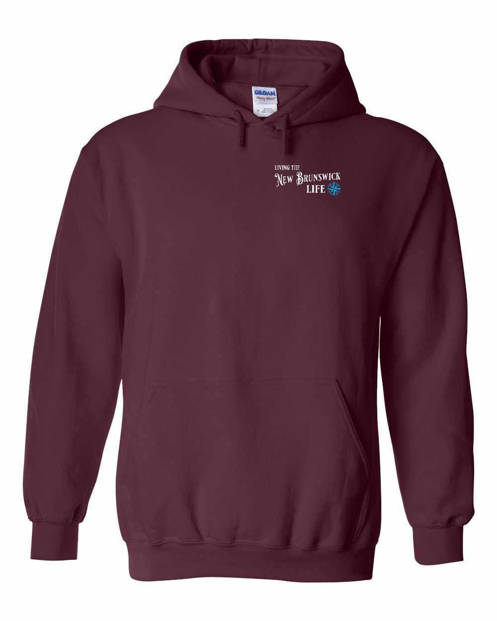 Living the NB Life blue compass Left Chest pullover hoodie - Unisex