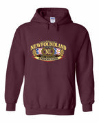 Newfoundland Thing Badge Full Front Pullover Hoodie in Maroon