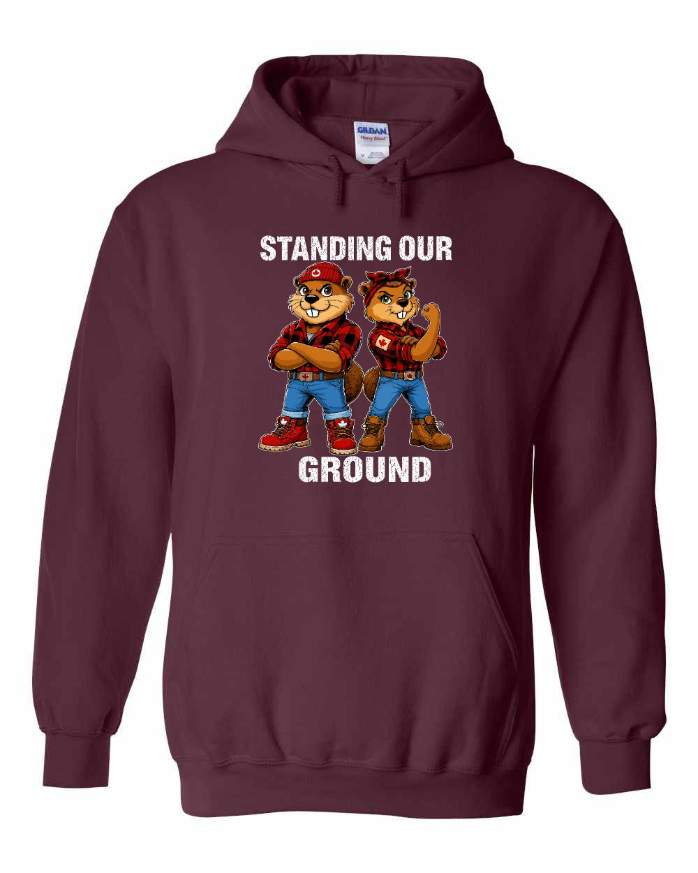 Standing Our Ground Full Front Pullover Hoodie in Maroon