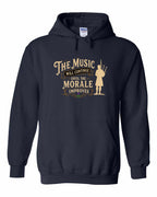 Muisic Will Continue Bagpipes Pullover Hoodie in Navy