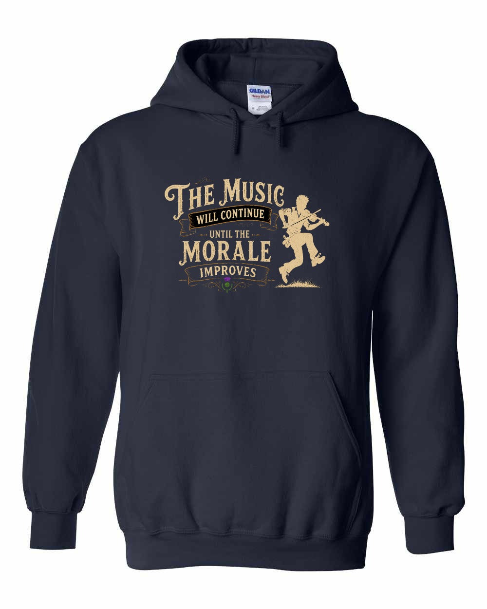 Muisic Will Continue Fiddle Pullover Hoodie in Navy