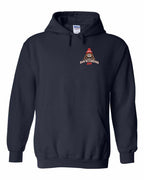 Dam Neighbours Left Chest and Back Pullover Hoodie in Navy