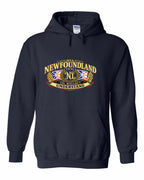 Newfoundland Thing Badge Full Front Pullover Hoodie in Navy