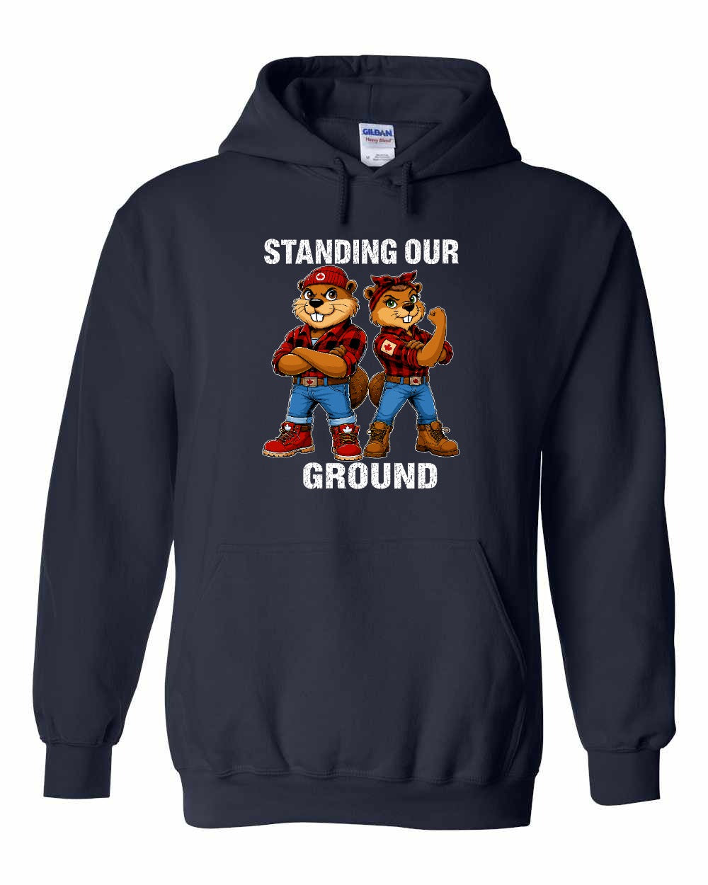 Standing Our Ground Full Front Pullover Hoodie in Navy