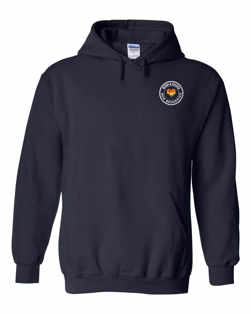 Born and Raised NB Heart Flag Left Chest & Back Pullover Hoodie - Unisex