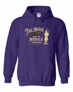 Muisic Will Continue Bagpipes Pullover Hoodie in Purple