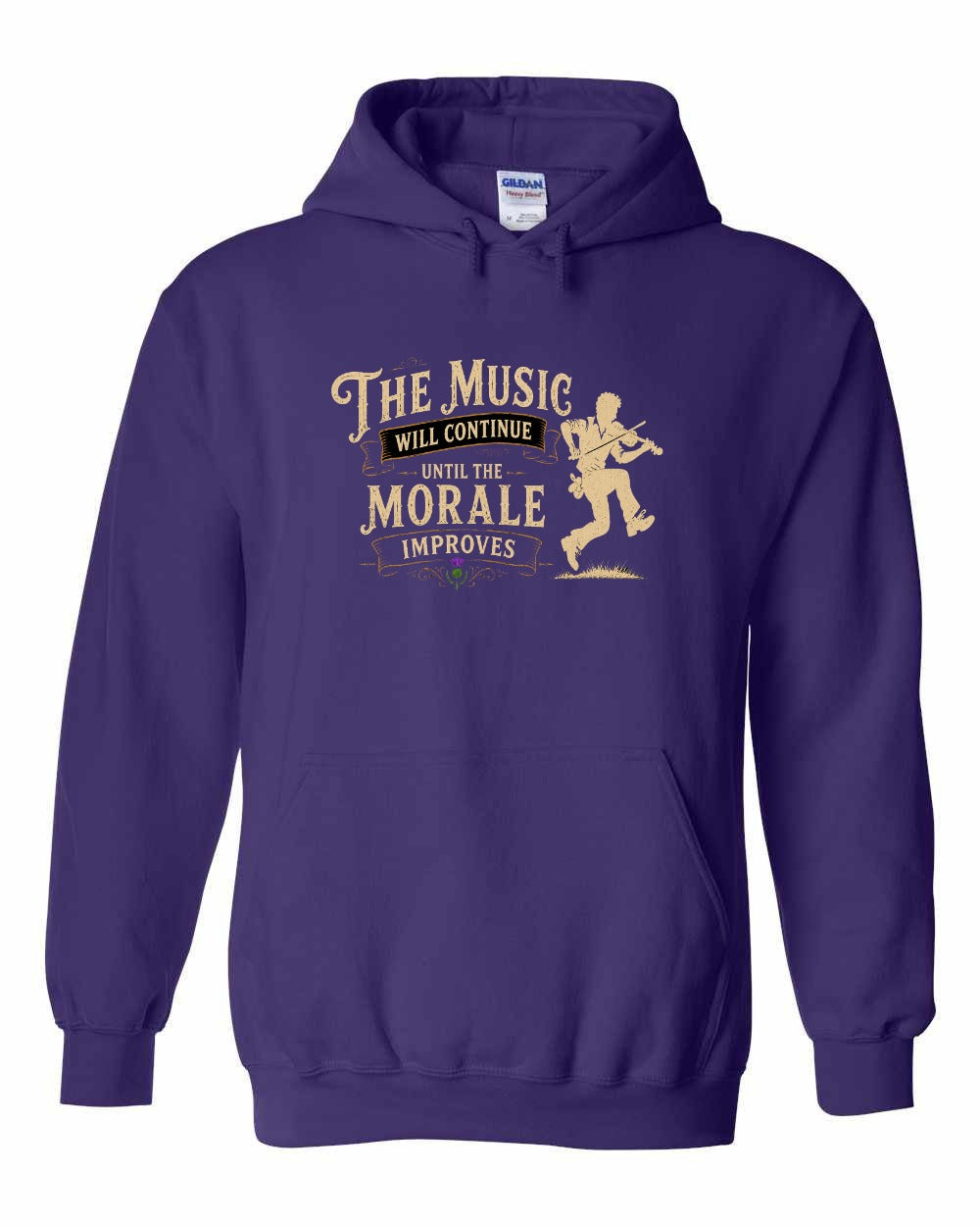 Muisic Will Continue Fiddle Pullover Hoodie in Purple