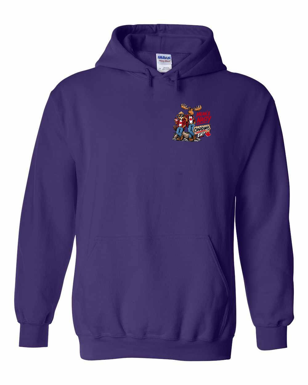 New Mean and Nasty Canadians Left Chest Pullover Hoodie in Purple