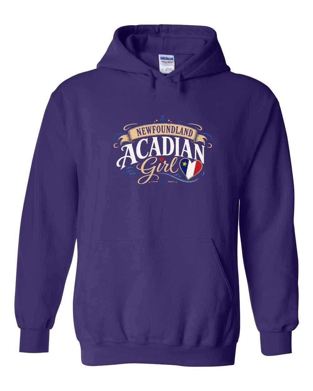 Newfoundland Acadian Girl Pullover Hoodie in Purple