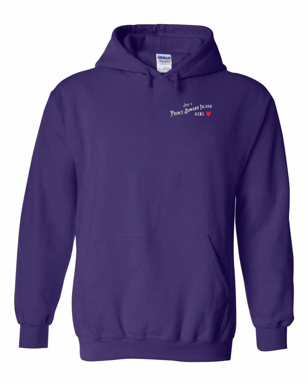 Just a PEI girl red heart Left Chest pullover hoodie - Unisex