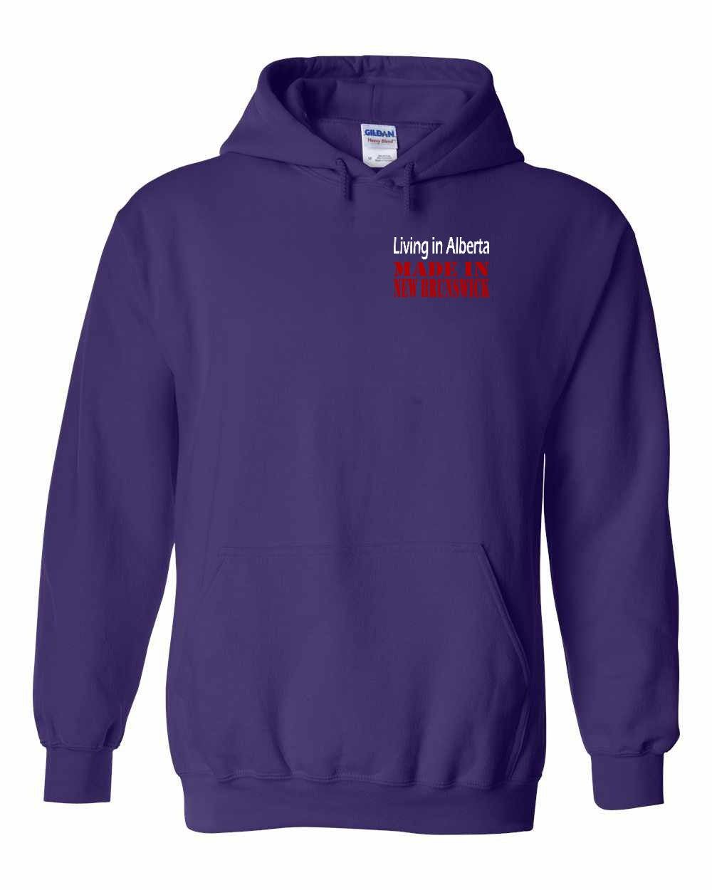 Living in Alberta Made in NB Left Chest pullover hoodie - Unisex