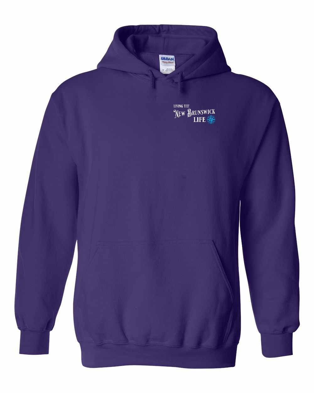 Living the NB Life blue compass Left Chest pullover hoodie - Unisex