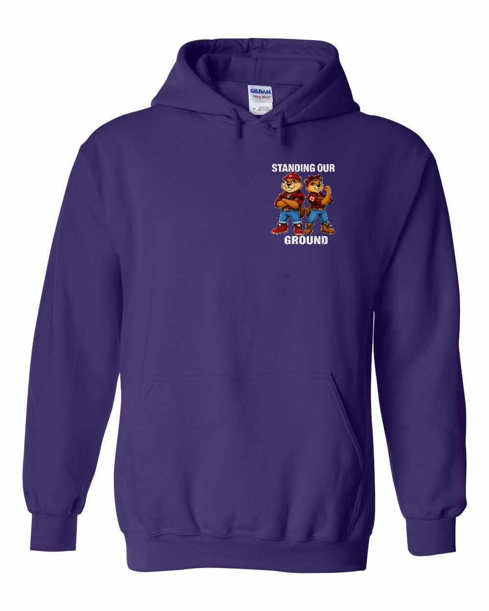 Standing Our Ground Left Chest and Back Pullover Hoodie in Purple