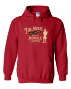 Muisic Will Continue Bagpipes Pullover Hoodie in Red