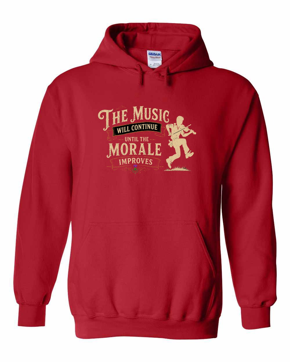 Muisic Will Continue Fiddle Pullover Hoodie in Red