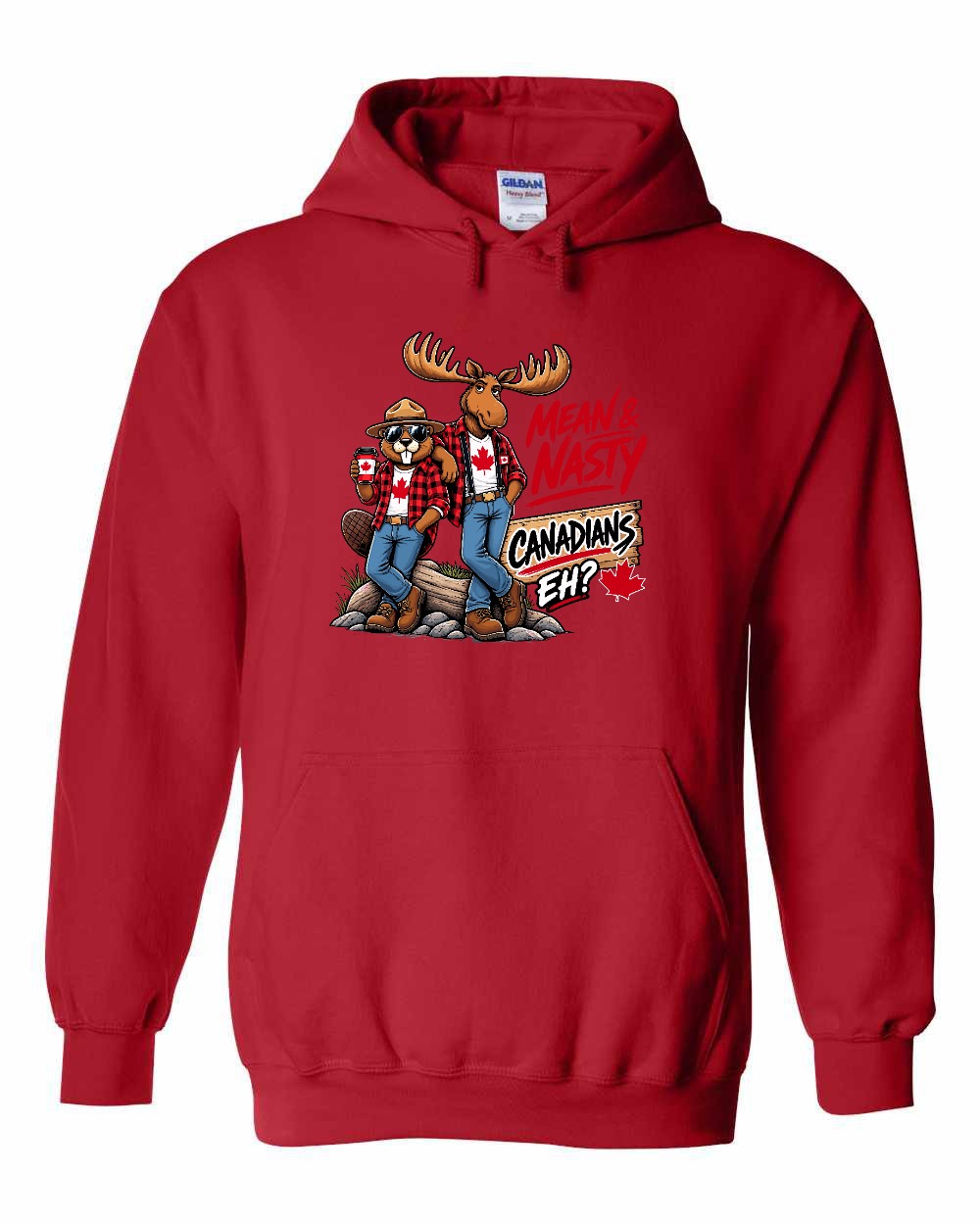 New Mean and Nasty Canadians Pullover Hoodie in Red