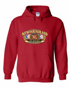 Newfoundland Thing Badge Full Front Pullover Hoodie in Red