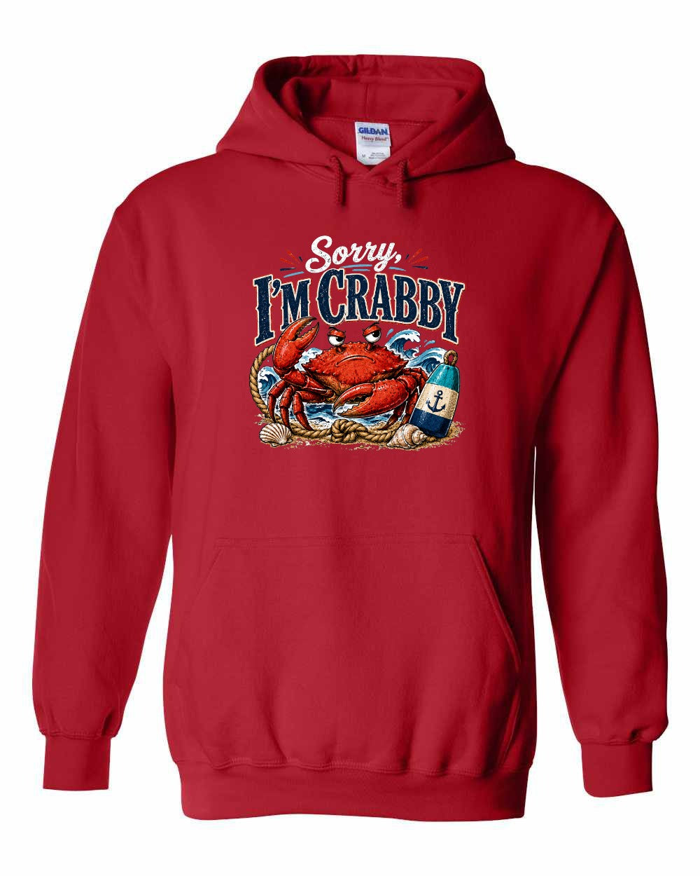 Sorry Im Crabby Pullover Hoodie in Red