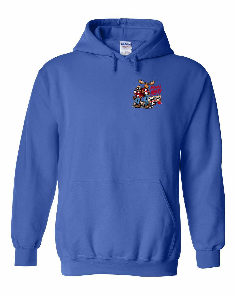 New Mean and Nasty Canadians Left Chest Pullover Hoodie in Royal