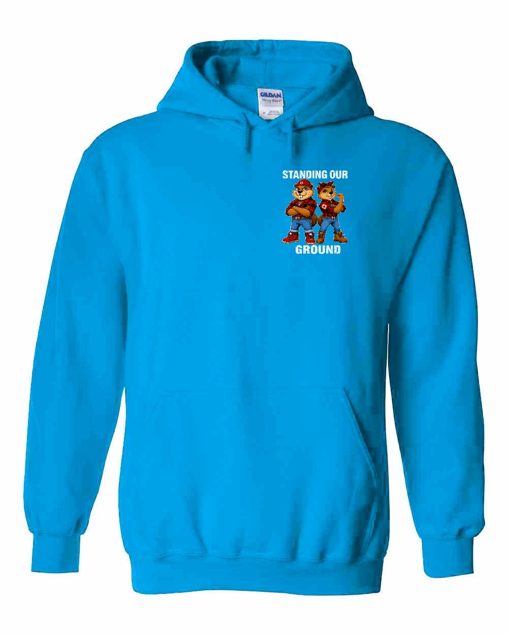 Standing Our Ground Left Chest and Back Pullover Hoodie in Sapphire