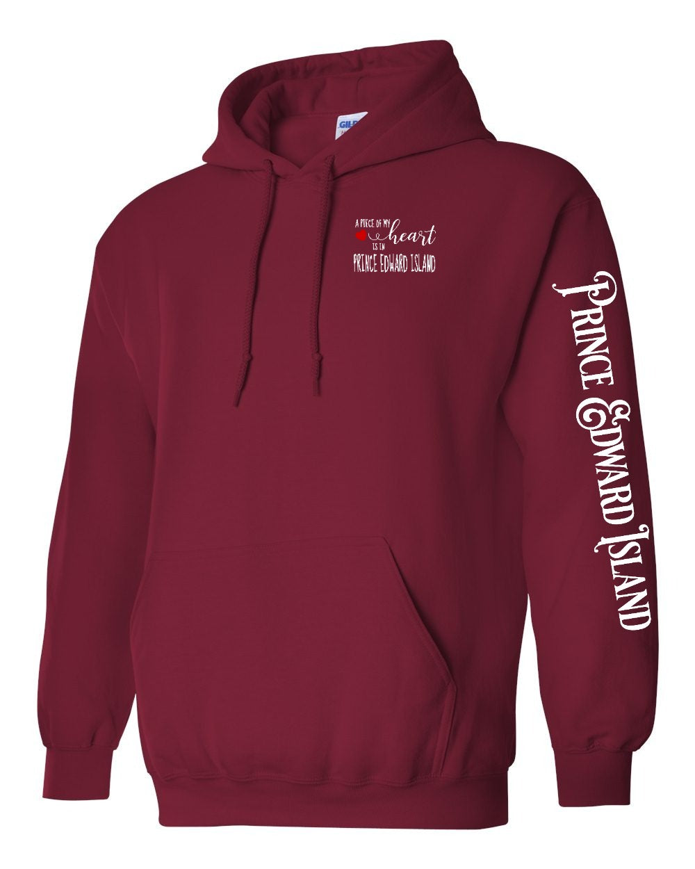 A piece of my Heart PEI red heart Left Chest and Sleeve Pullover Hoodie - Unisex