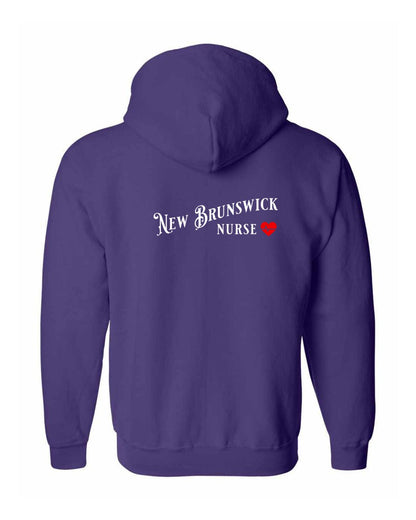 New Brunswick Nurse Left Chest and Back Zip Hoodie