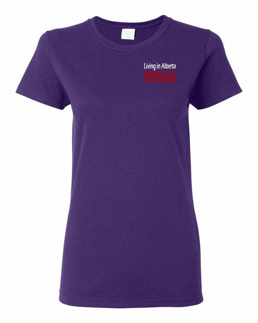 Living Alberta Made in Cape Breton Left Chest and Back Women's Tee