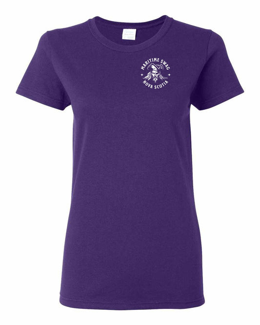 Maritime Swag Nova Scotia Pirate Left Chest and Back womens-tee