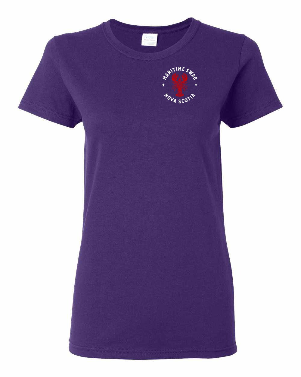 Maritime Swag Nova Scotia Mandala Red Lobster Left Chest and Back womens-tee