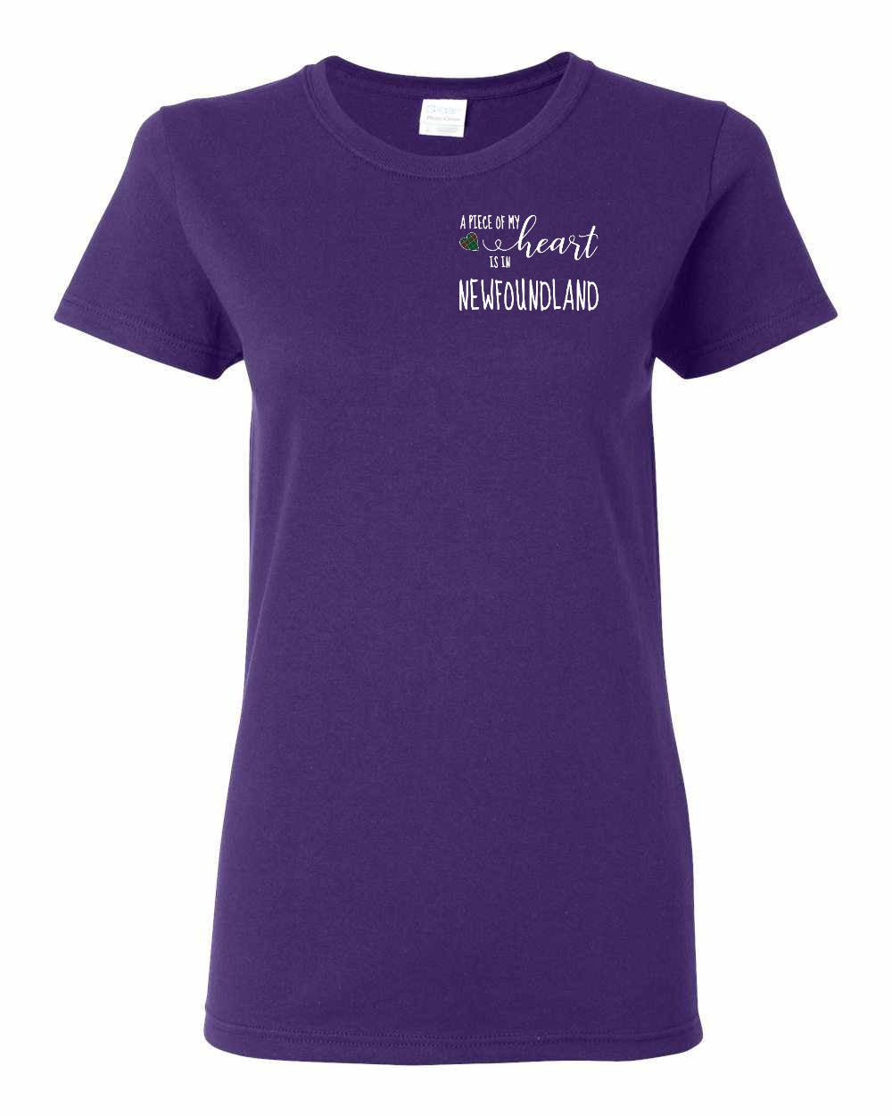 A piece of My heart in Newfoundland (Tartan Heart) Left Chest Women's Tee
