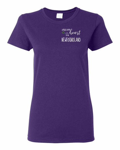 A piece of My heart in Newfoundland (Tartan Heart) Left Chest Women's Tee