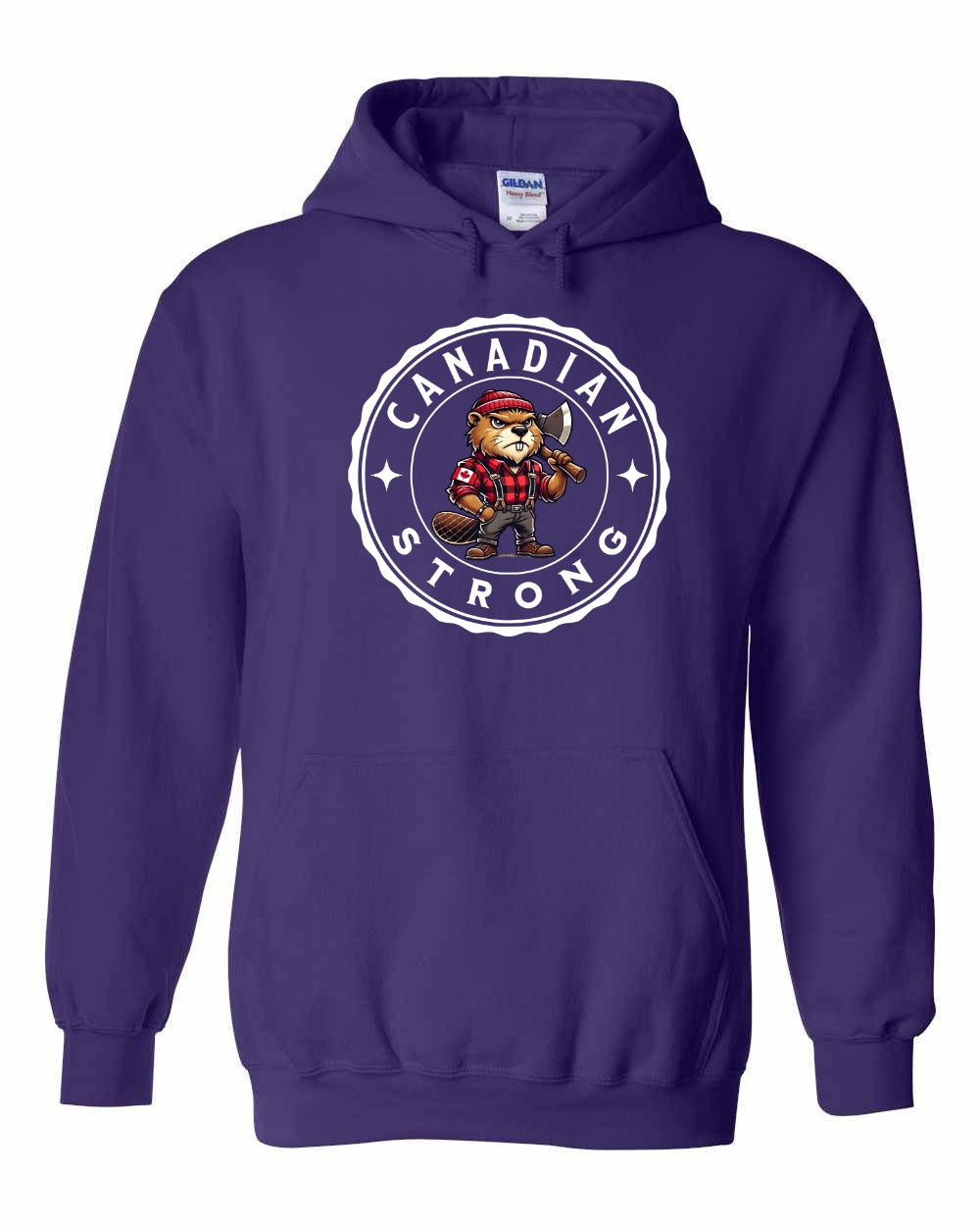 Canadian Strong Beaver Left Chest and Back Pullover Hoodie - Gildan Canada (sewn Internationally) - Unisex