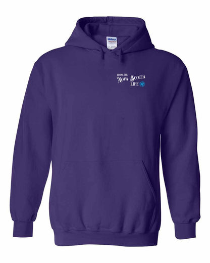 Living the Nova Scotia Life blue Left Chest pullover