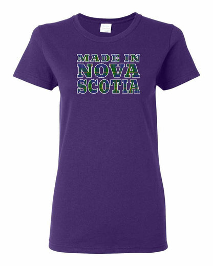 Made In Nova Scotia ( Tartan Lettering) Full womens-tee