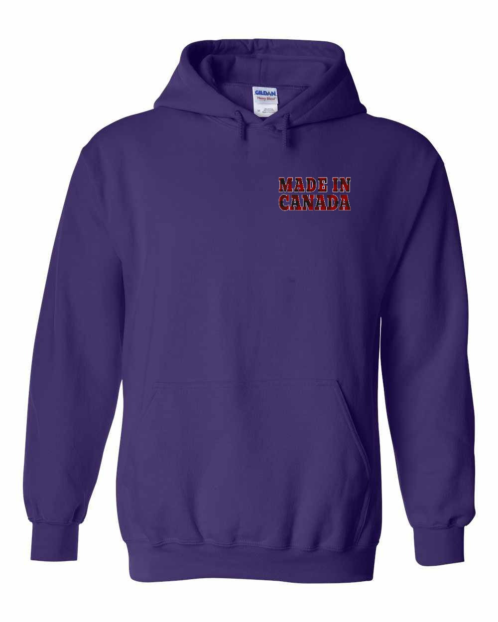 Made in Canada Plaid Background Left Chest Pullover