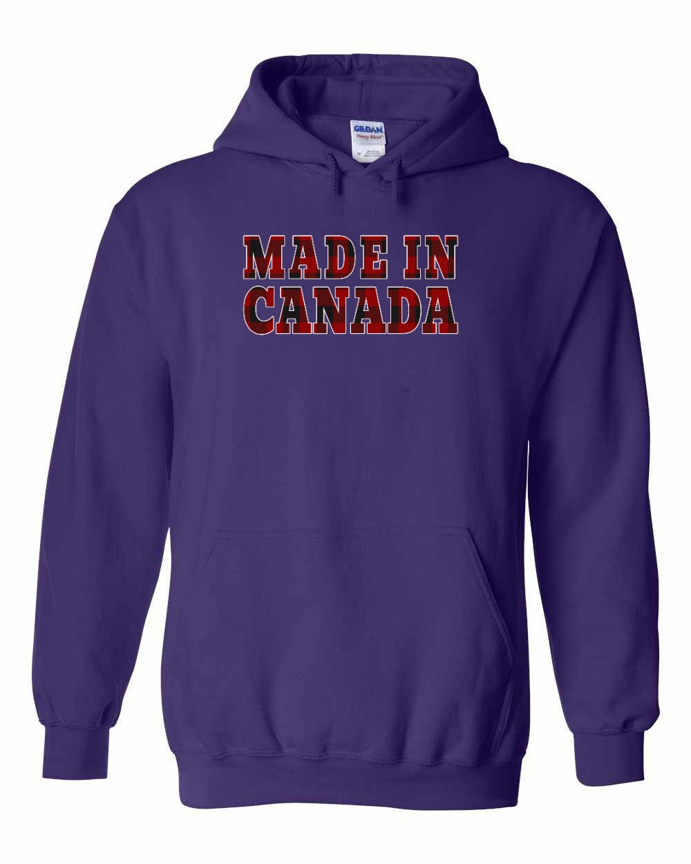 Made in Canada Plaid Background Pullover Hoodie - Gildan Canada (sewn Internationally) - Unisex