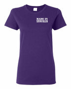 Made In NFLD ( White Lettering) Left Chest Women's Tee