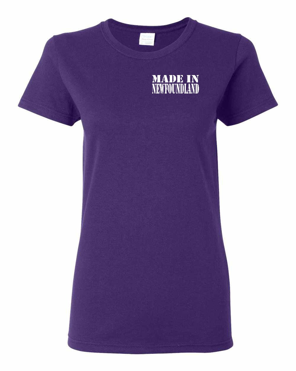Made In NFLD ( White Lettering) Left Chest Women's Tee