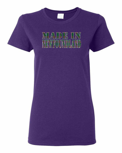 Made In Newfoundland ( Tartan Lettering) Full Women's Tee