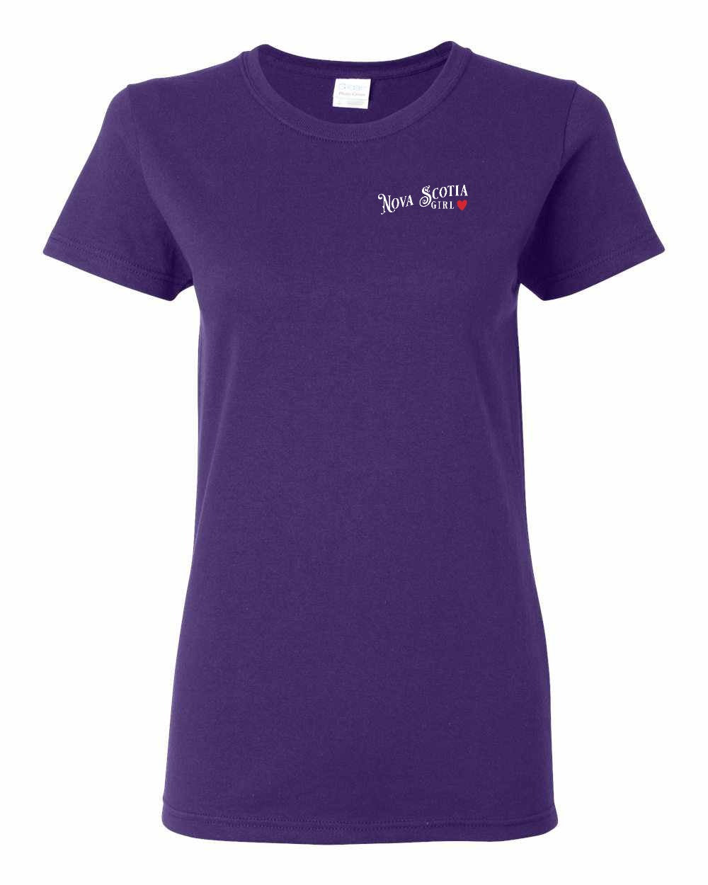 Nova Scotia Girl Red Heart Left Chest womens-tee